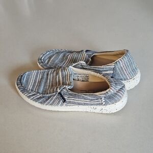 Heu Dude Misty Chambray Stripes Blue